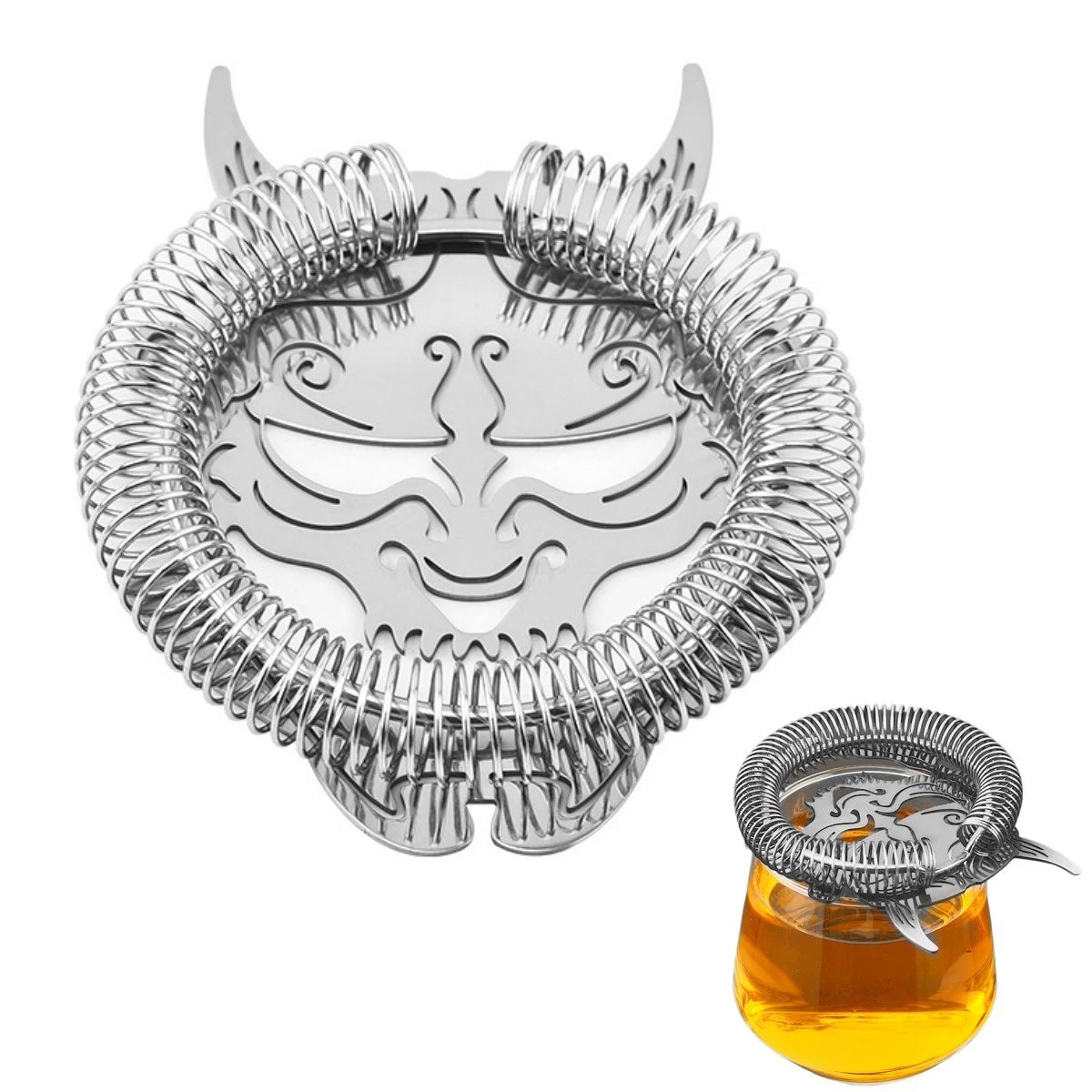 2X Stainless Steel Cocktail Strainer with Spring for Efficient Ice Filtering
