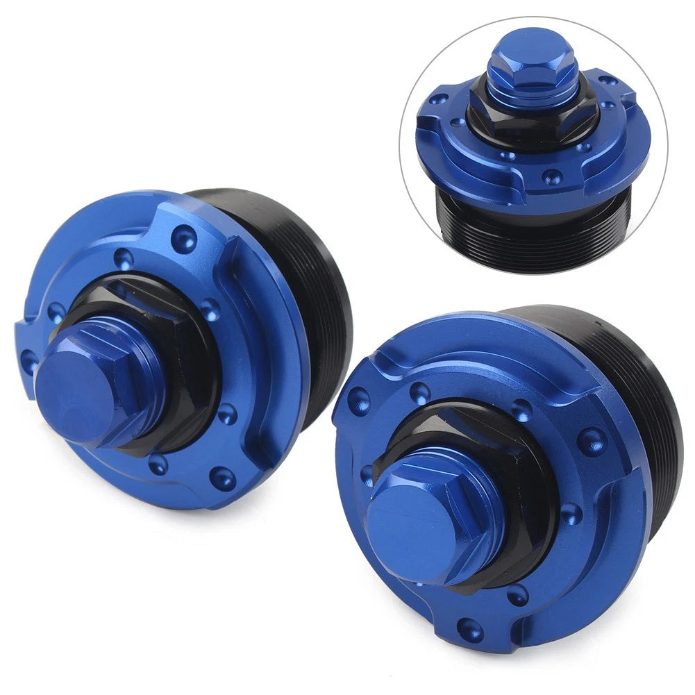 2X Front Fork Shock Adjusters 47MM for Yamaha R15 V3 (2017–2019) Blue