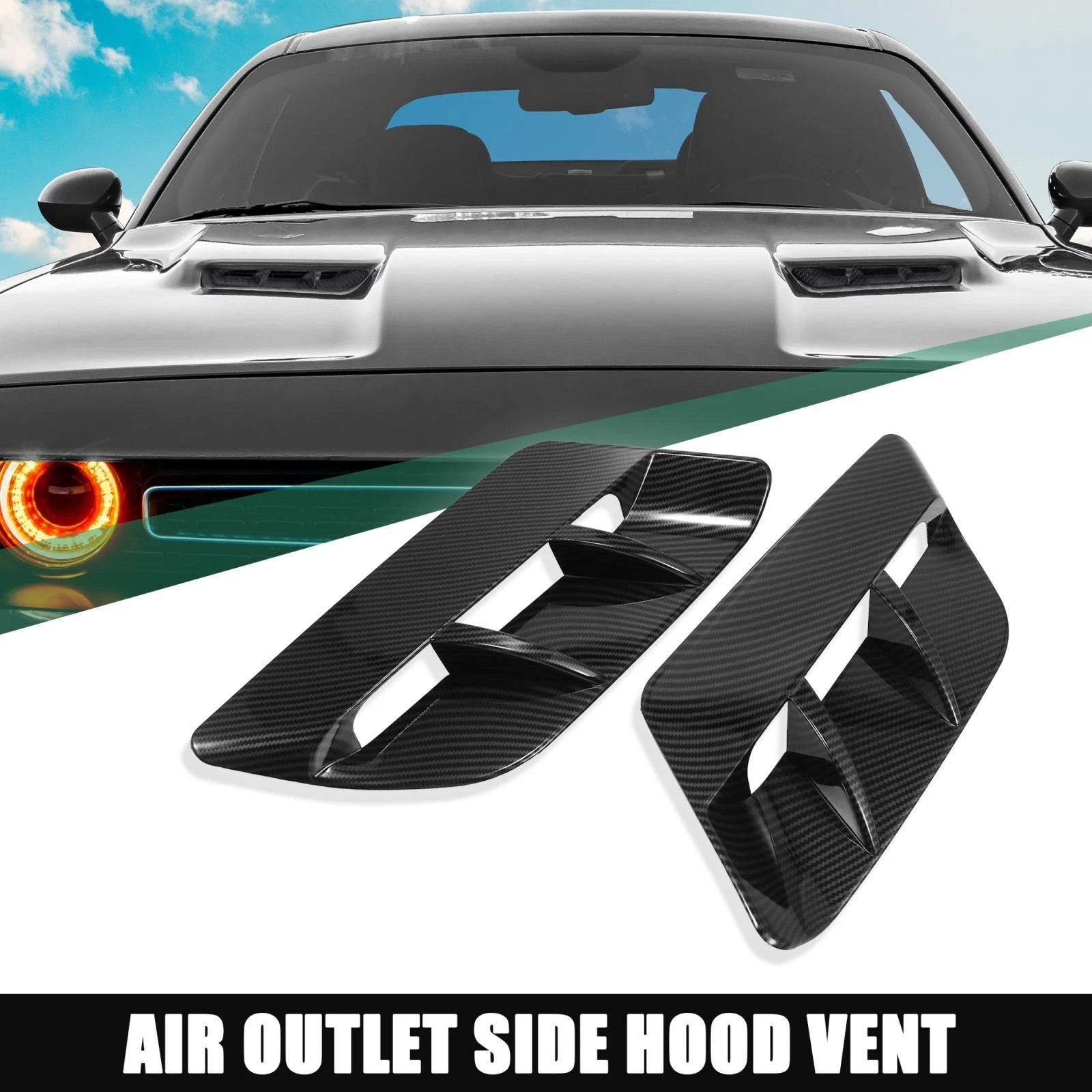 2PCS Hood Air Vent Cover Replacement for Dodge Challenger (2015–2020)
