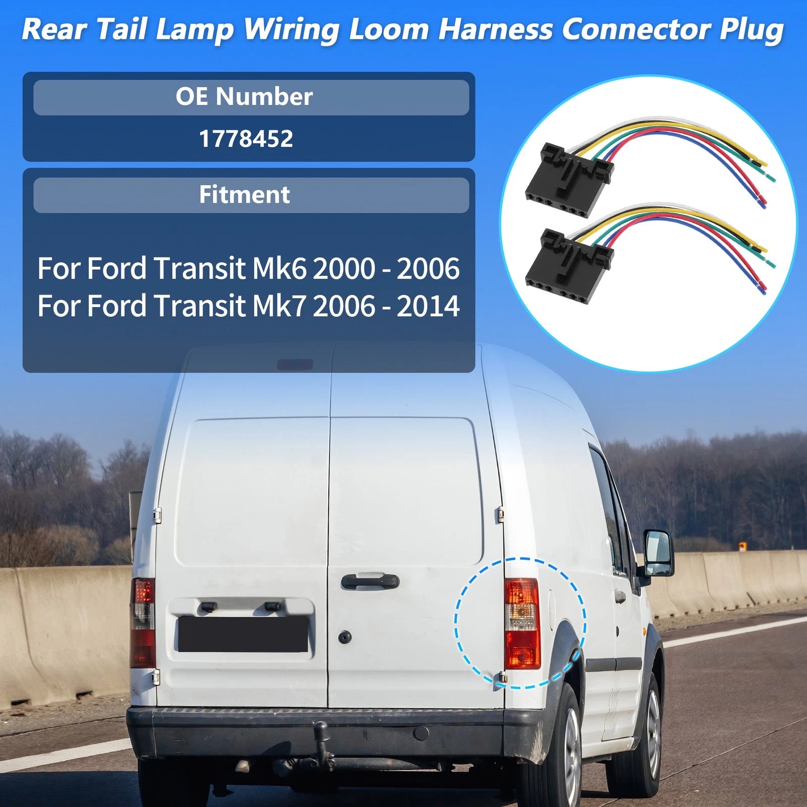 Rear Tail Light Harness Replacement for Ford Transit Mk6 Mk7 (2000–2014)