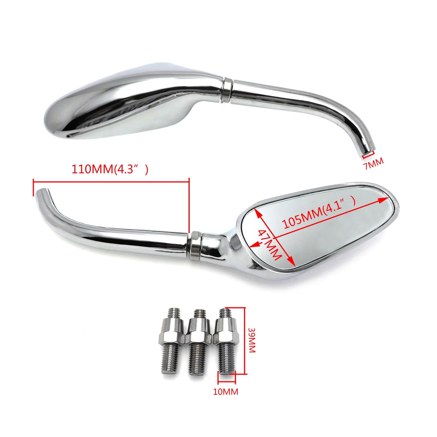 Chrome Mini Motorcycle Mirrors for Harley Yamaha (Universal Fit)