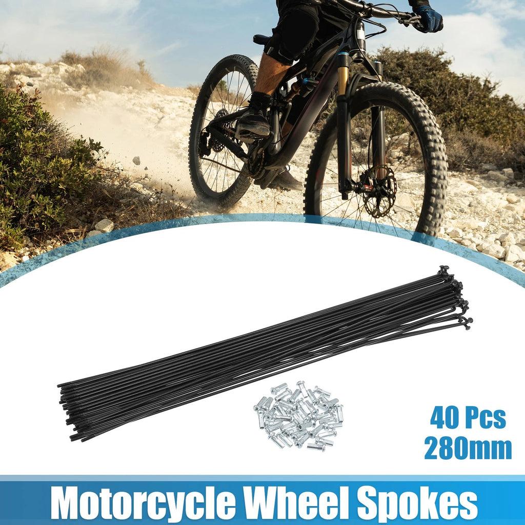 14G J Bend Bicycle Spokes with Nipples for 280mm Wheels (40 Pack)