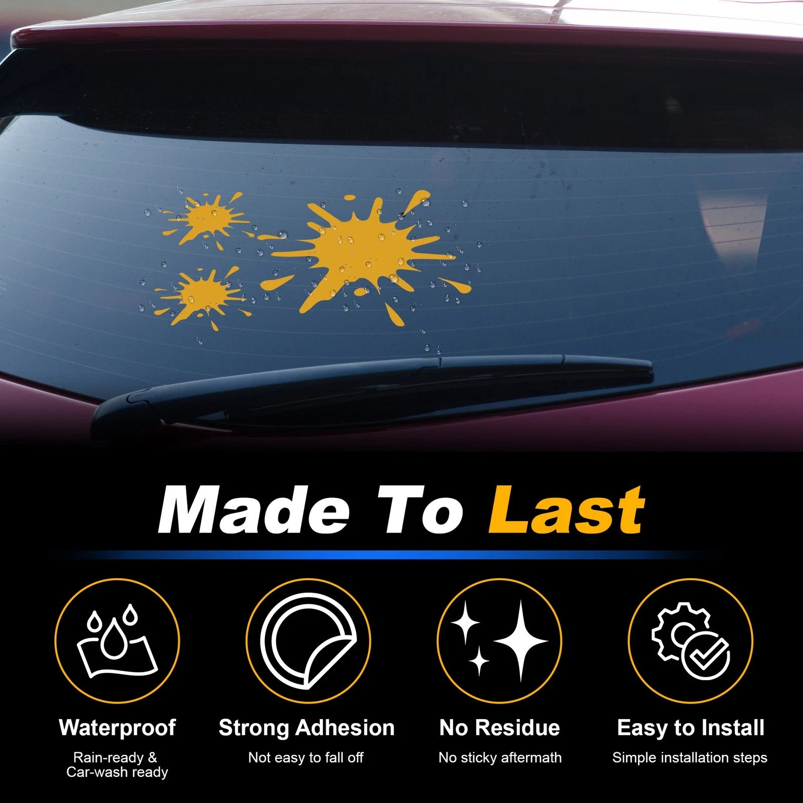 Reflective Bumper Decal for - Yellow, 3 Spots