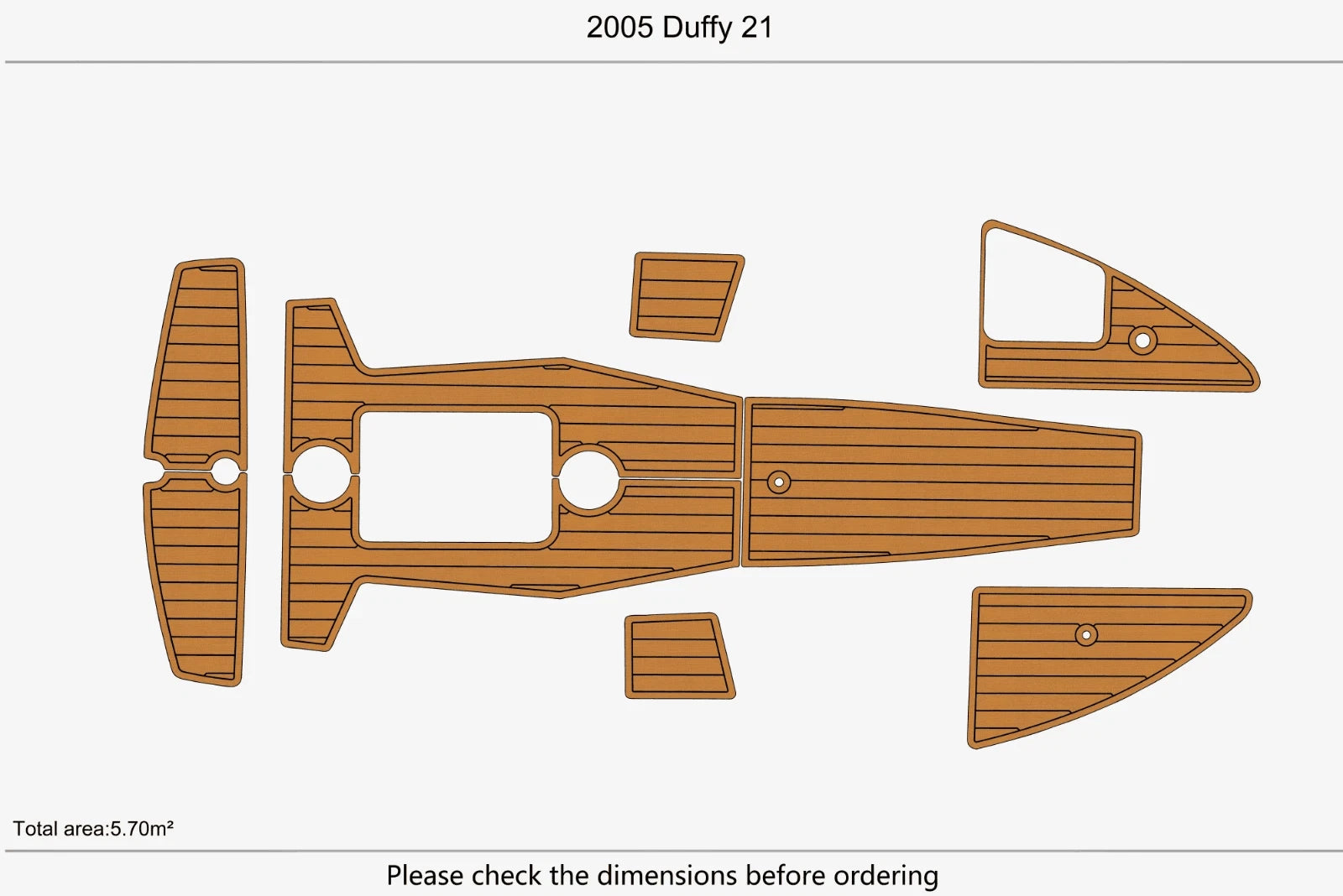EVA Pads for Duffy 21 Cockpit (2005) - Faux Teak Flooring Mat