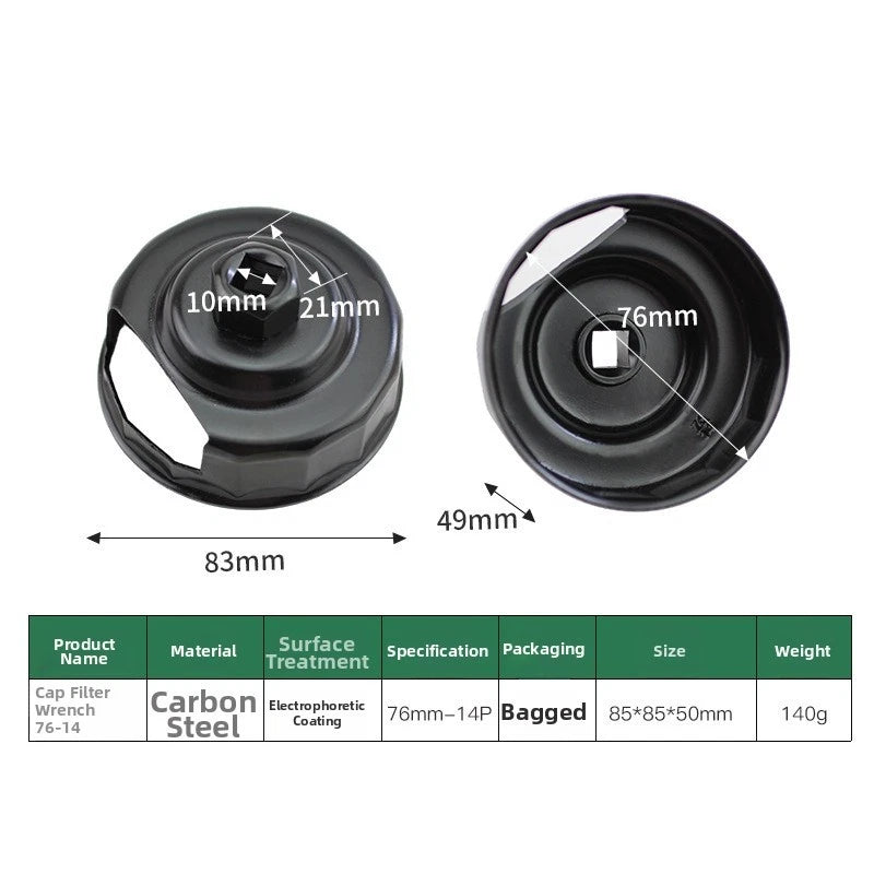 76mm Oil Filter Wrench for (Cap Style, 14 Flutes)