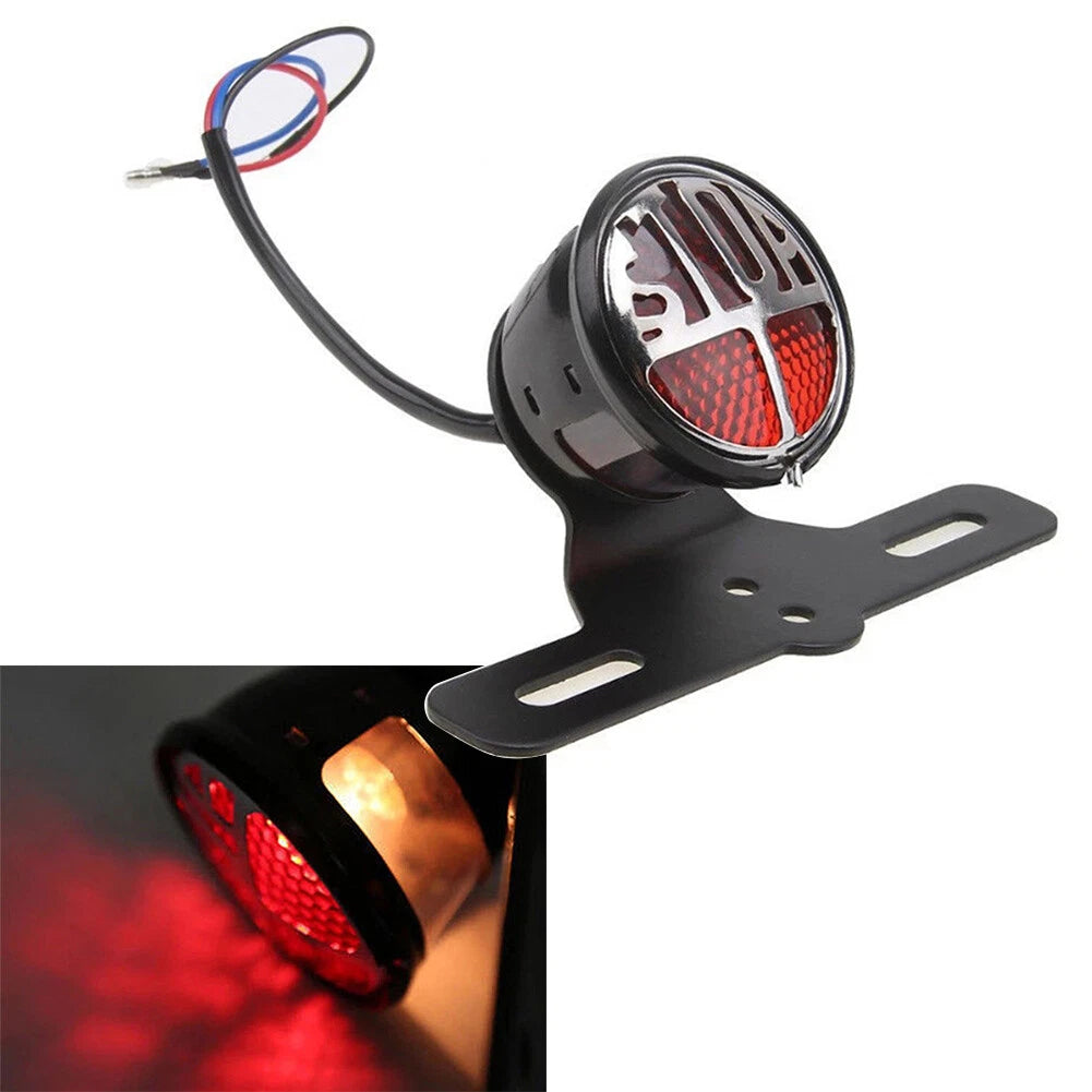 Round Stop License Plate Mount Light for Harley Bobber Chopper
