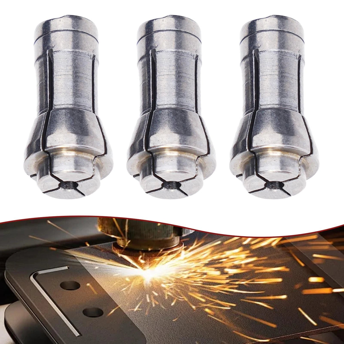 Set of 3 Gray Alloy Chucks for Grinding Machine (3mm/6mm Sizes)