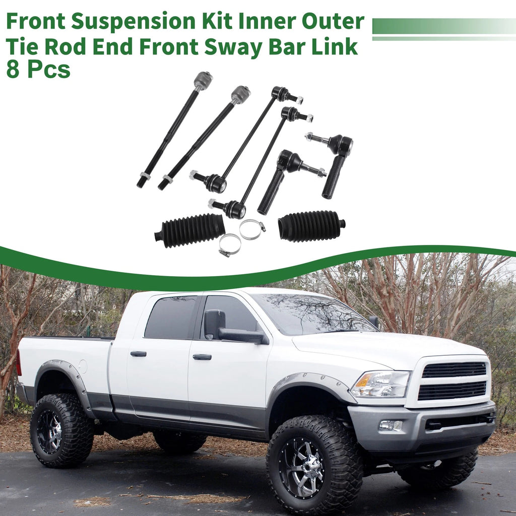 8pc Front Suspension Kit Tie Rod End Sway Bar Link with Boot for Dodge Journey (2009–2020)