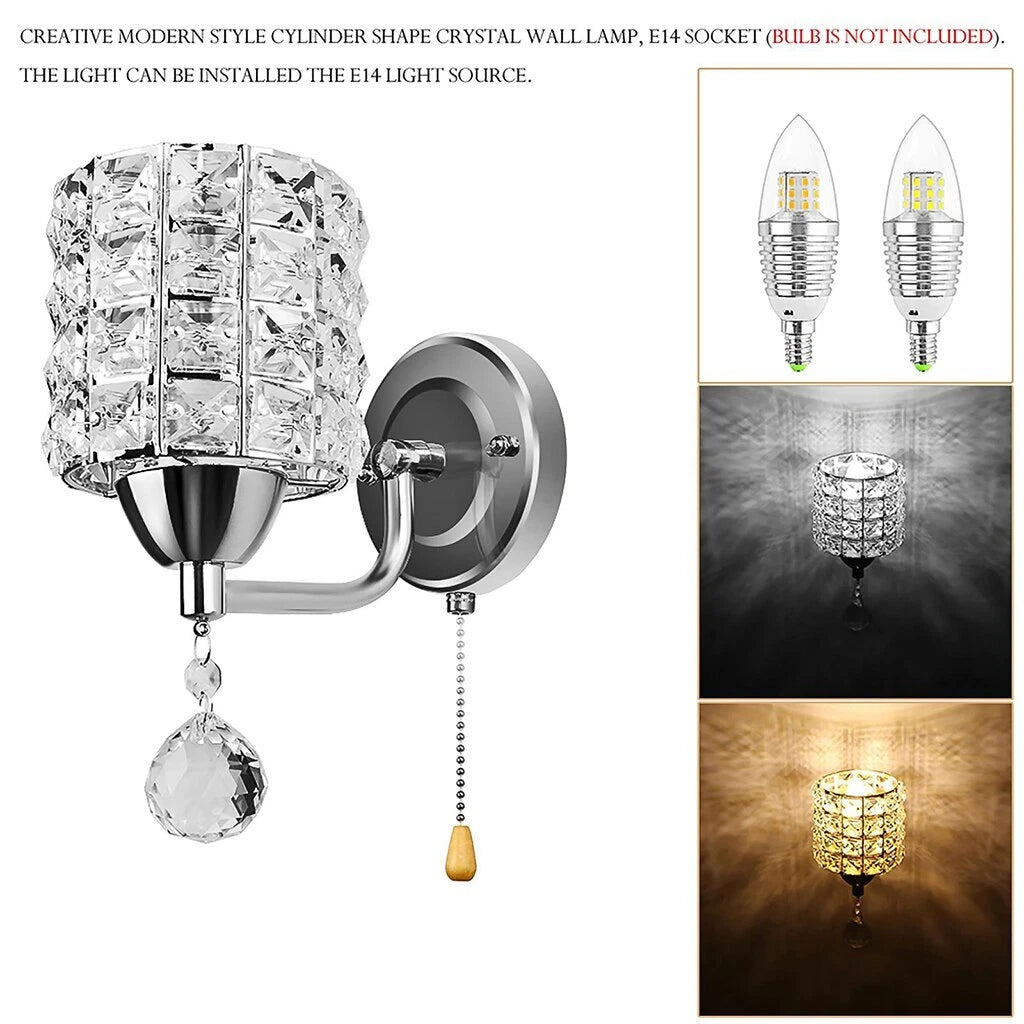 Luxury Crystal Wall Light for E27 Fixtures (Modern Design)