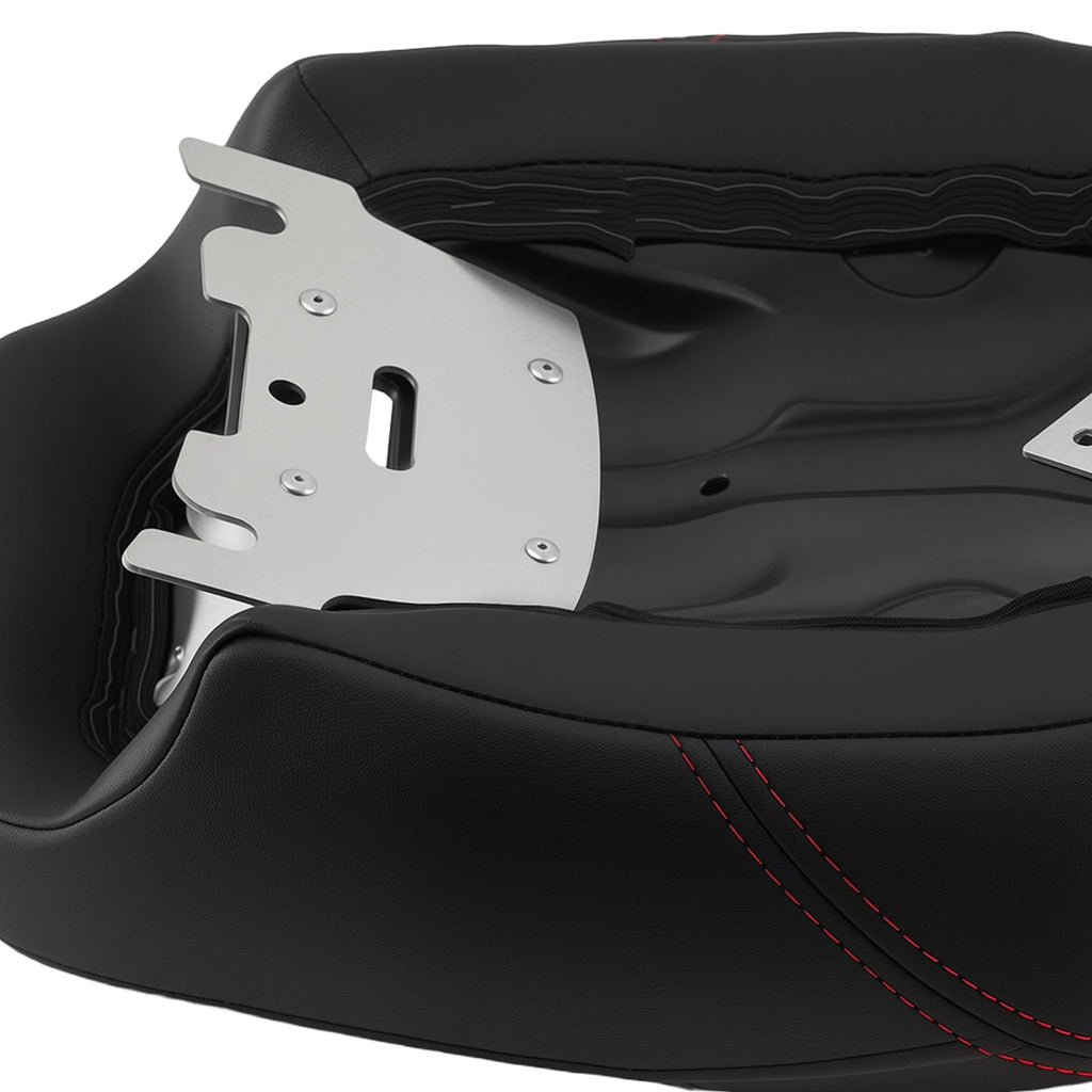 Black Seat for Harley Touring (2009–Present) Red Stitch Driver Passenger Front