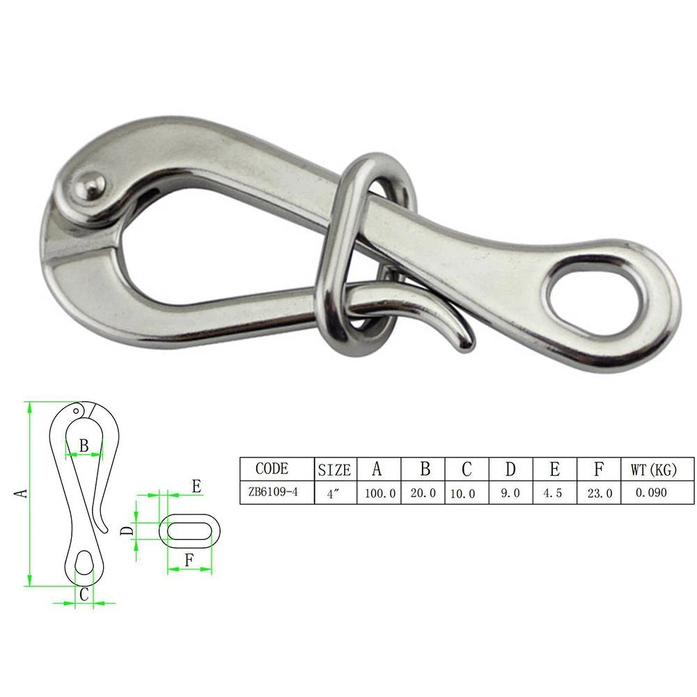 100mm Pelican Hook for Quick Release Marine Stainless Steel