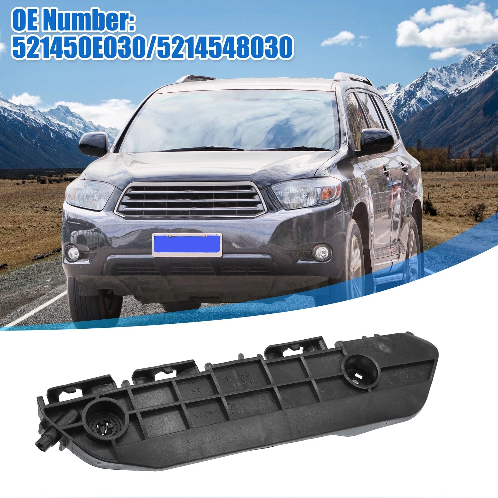 Front Right Bumper Cover Bracket Replacement for Toyota Black Hilux (2015–2020)