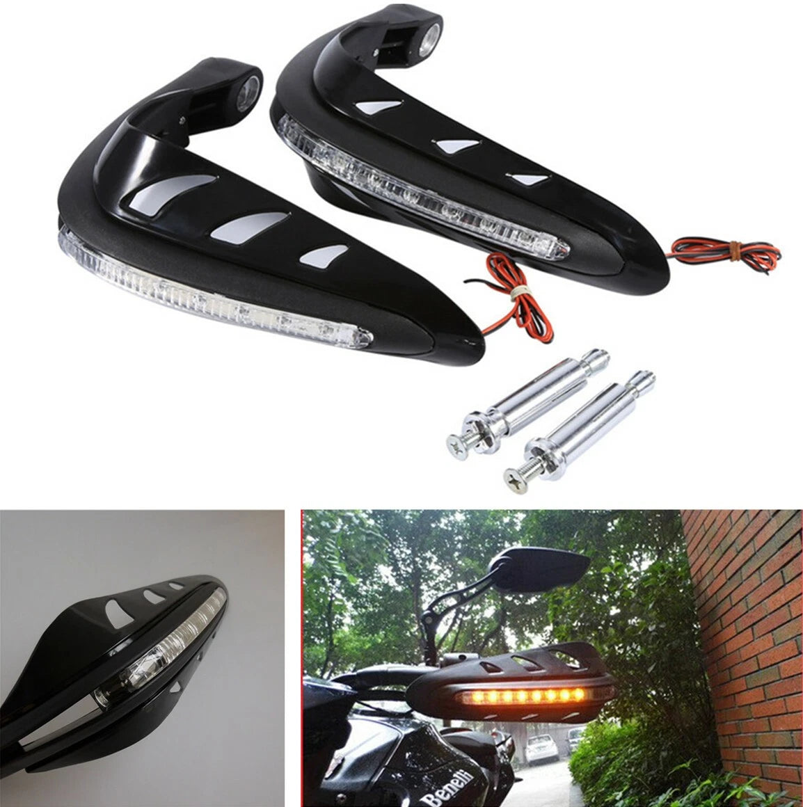 Motorcycle Bike 7/8" 22MM Handlebar Hand Guard Protector + Turn Signal Light