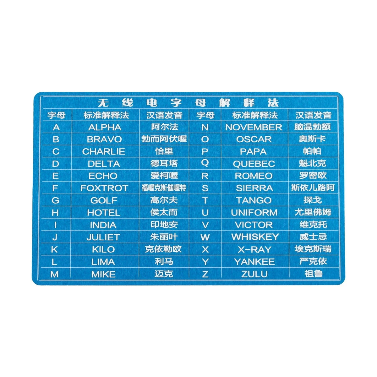 Educational Aluminum Morse Code Card for Radio Transmission 8 6x5 4