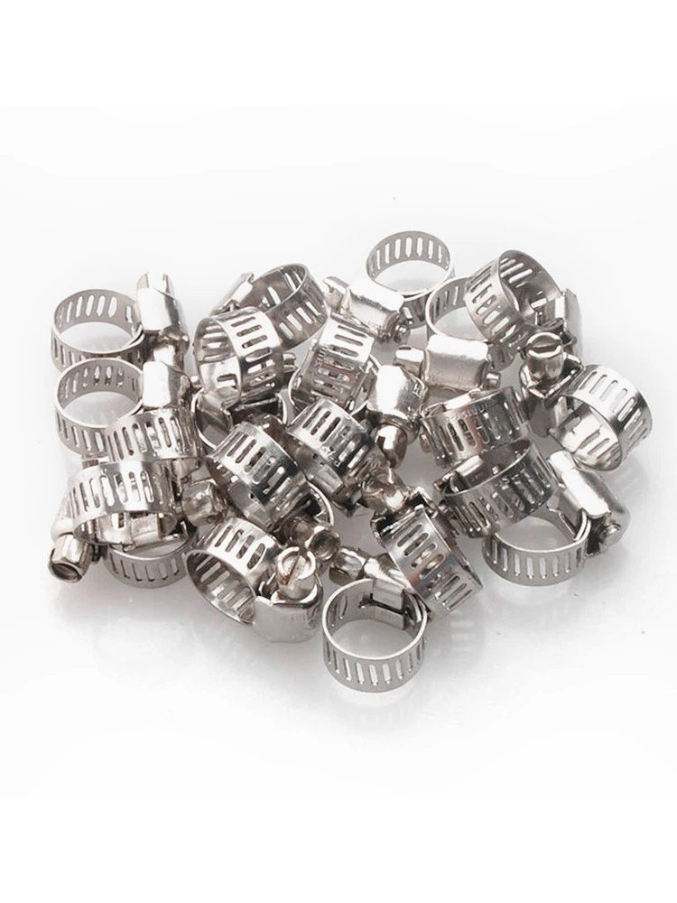 20Pcs Adjustable Stainless Steel Worm Clips for Hoses