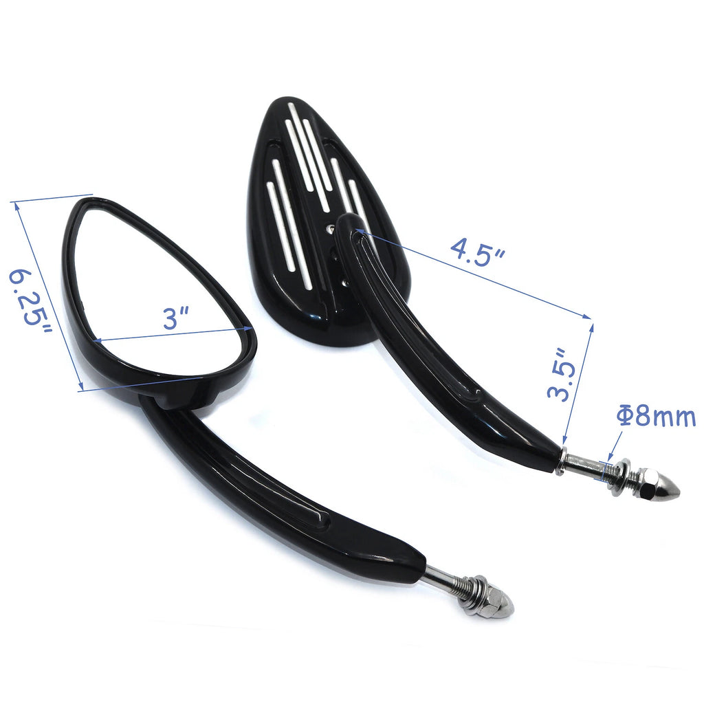 Set of 2 Black Rear View Mirrors for Harley (1982–Present)