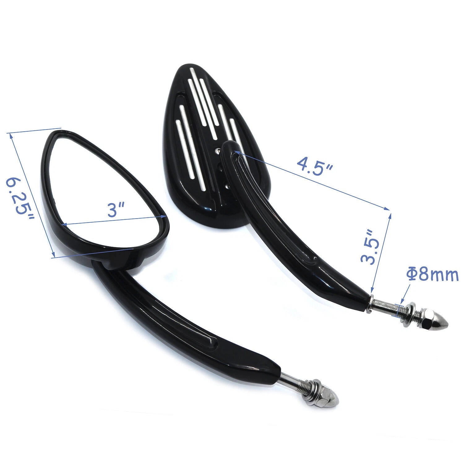 Set of 2 Black Rear View Mirrors for Harley (1982–Present)