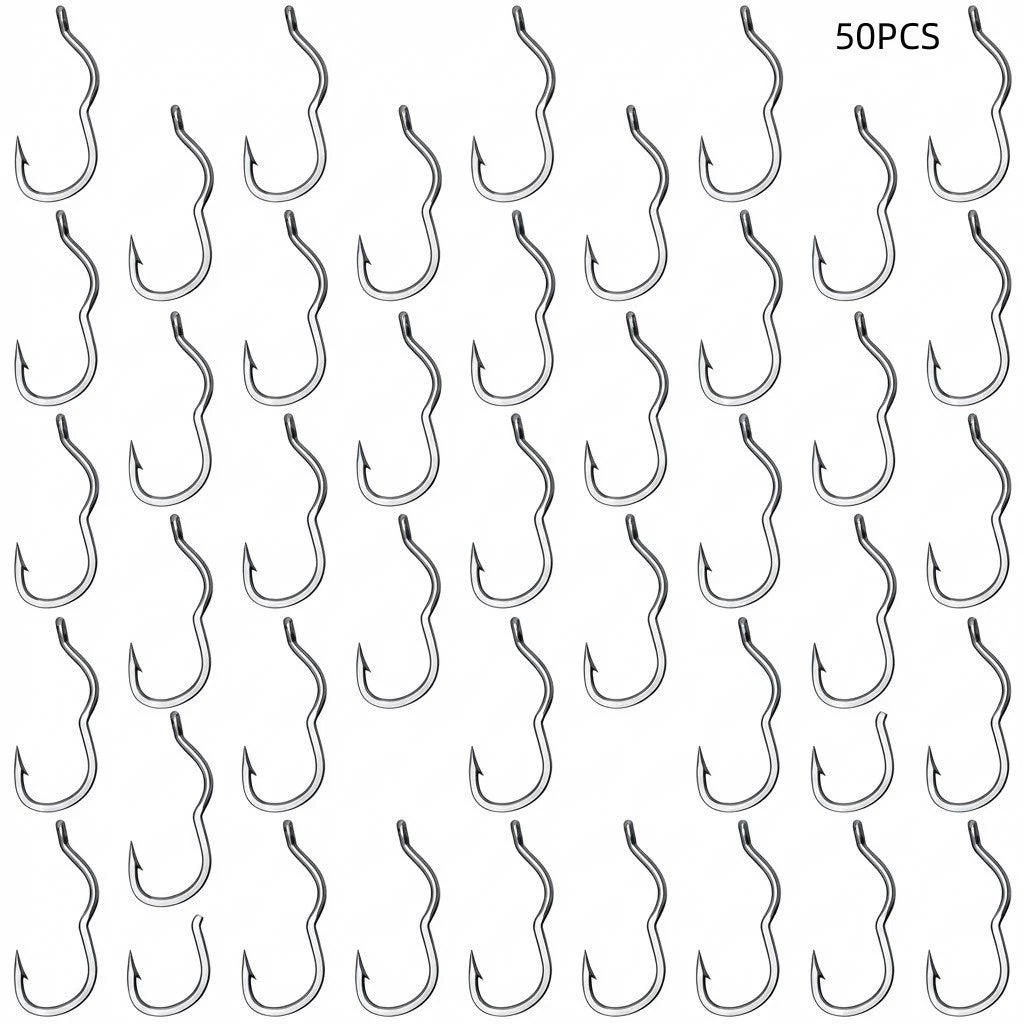 50pcs Silver Fishing Hooks for Pond and Reservoir Use