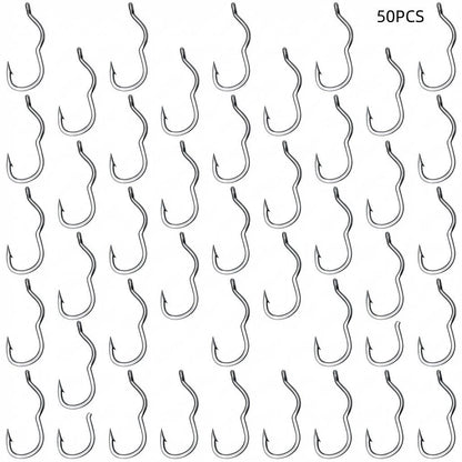 50pcs Silver Fishing Hooks for Pond and Reservoir Use