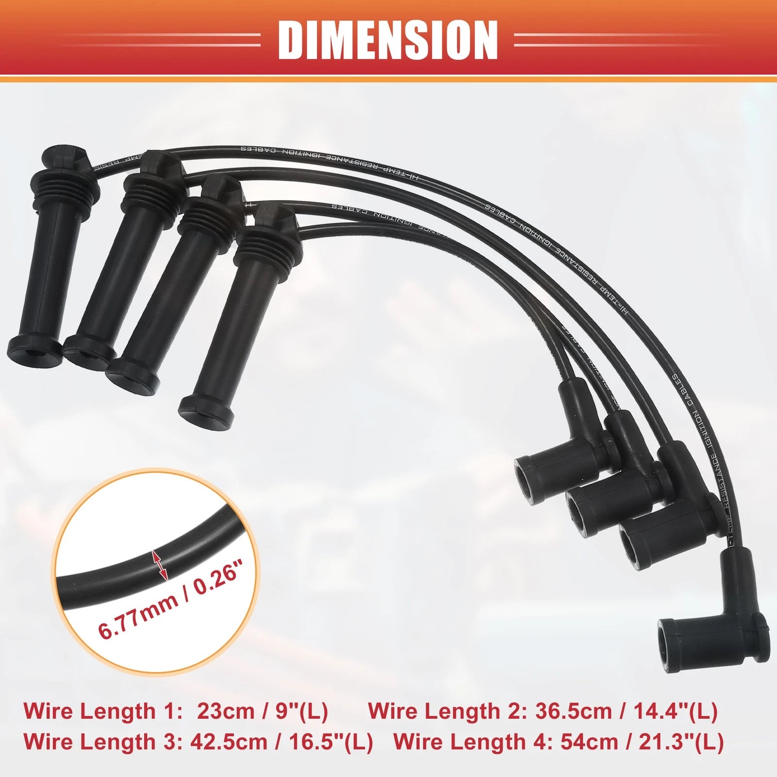 Ignition Coil Spark Plug Wire Cable Set for Mazda 6 (2003–2005)