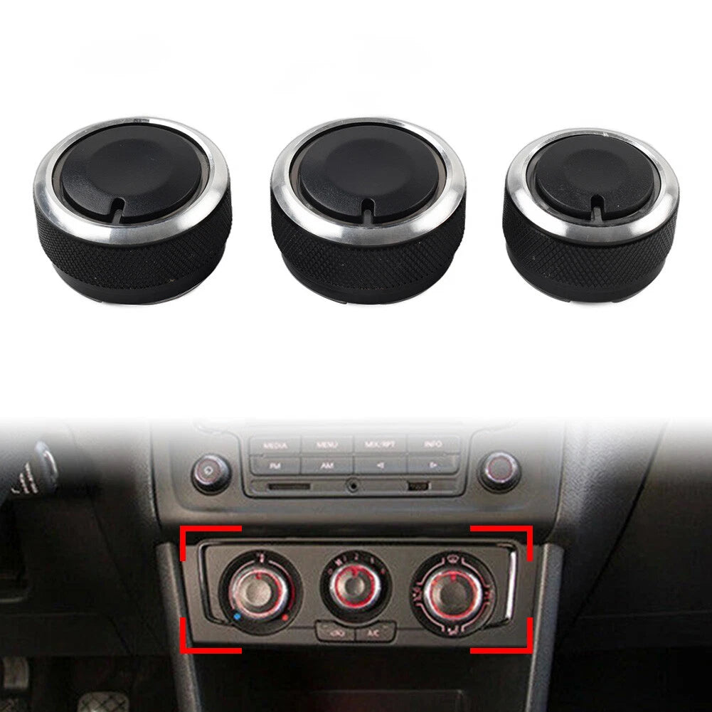 3X ABS A/C Heat Control Knob Switch Decor for VW Polo (2004–2013)