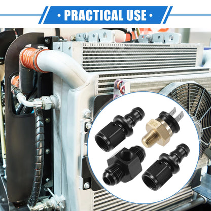 Fan Coolant Hose Thermostat Switch Kit 6AN 150°F On - 135°F Off for Car