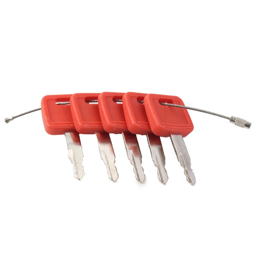5X Ignition Keys w/Key Ring for John Deere Excavator (#AT194969, #AT147803, #H800)