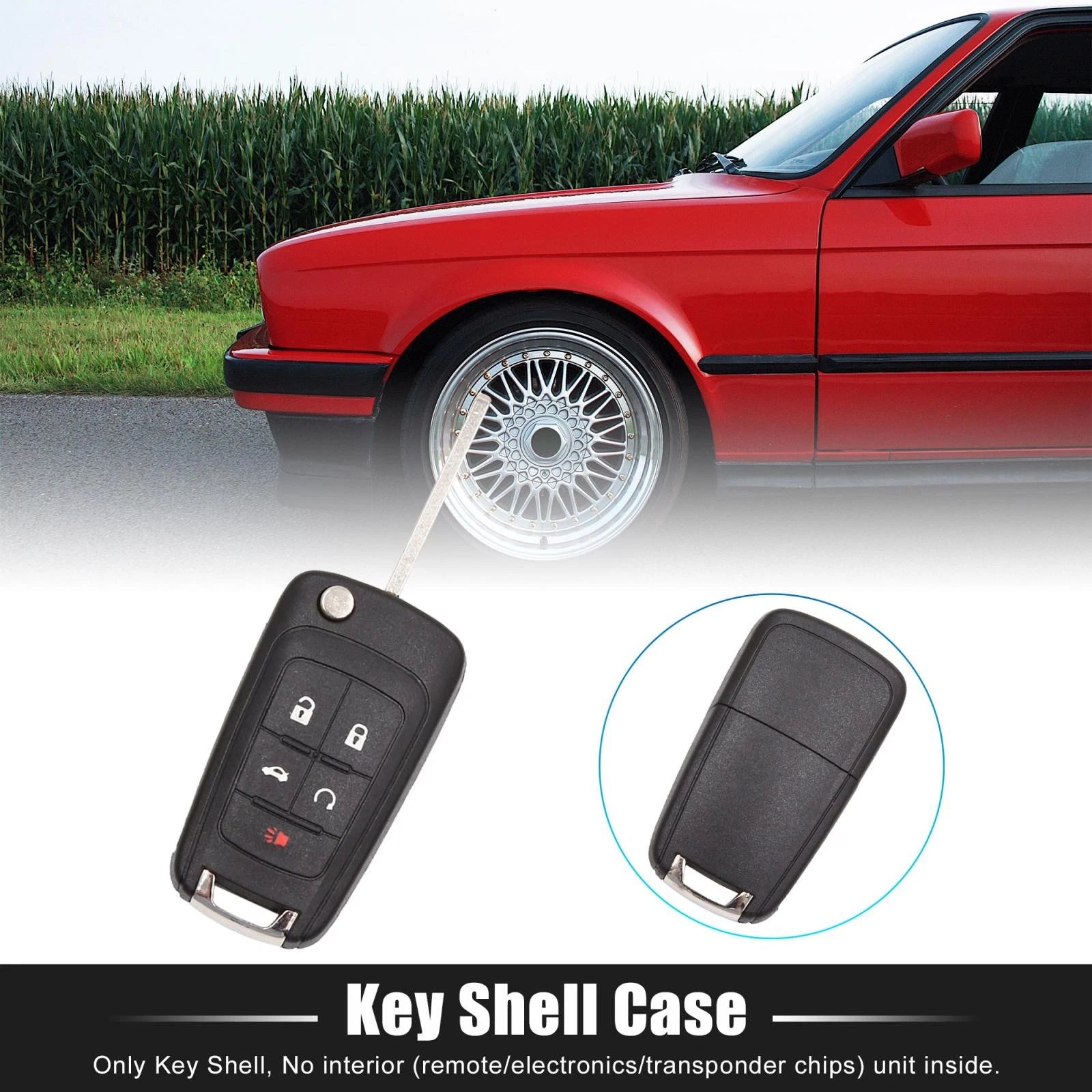Replacement Key Fob Shell Case for Chevrolet Camaro 5 Button Black (2010–2015)