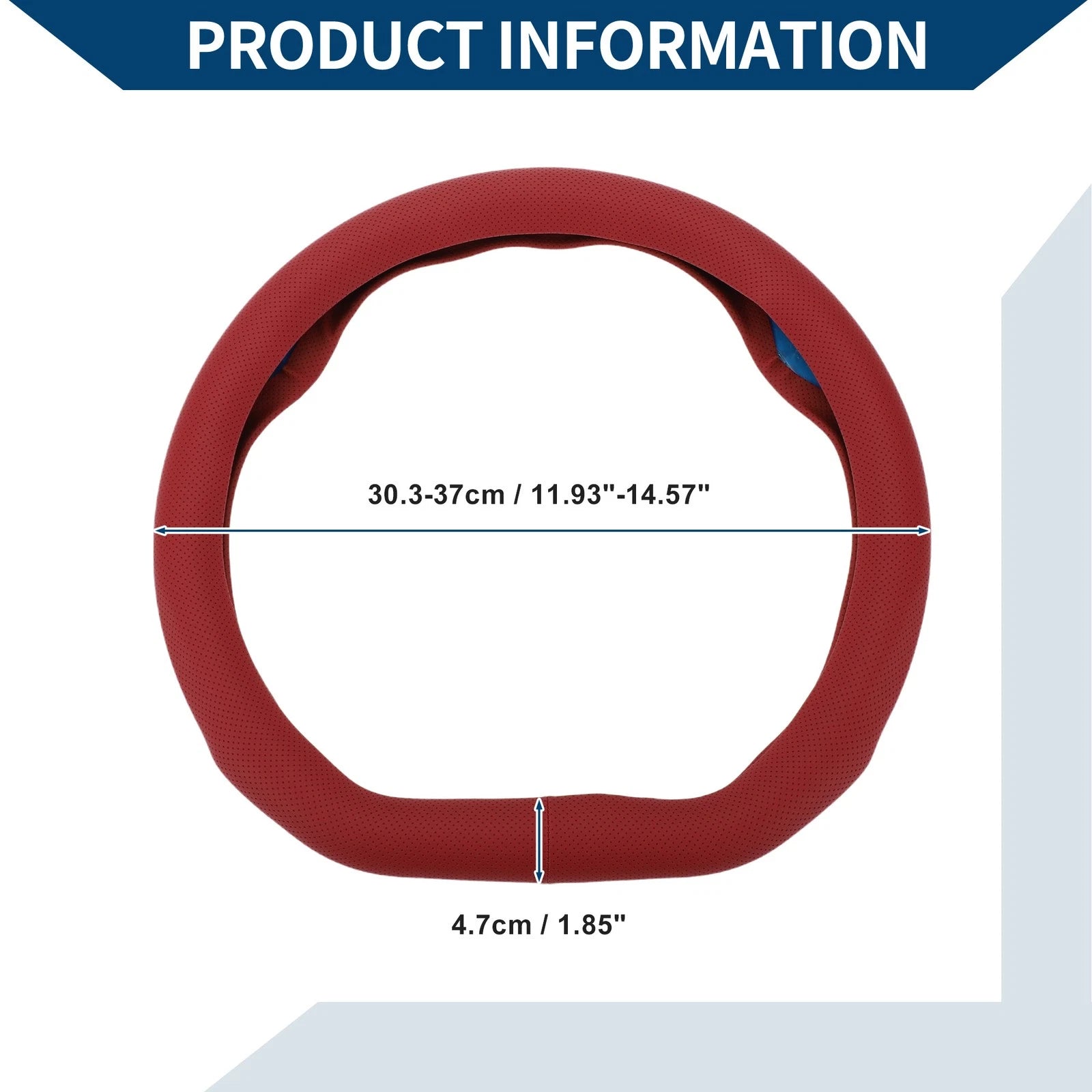 Steering Wheel Cover for Universal Vehicles Leather D Shape Wine Red (1pcs)