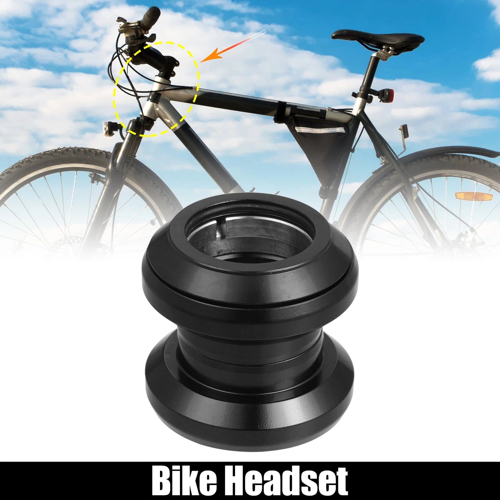 Bicycle Headset Bearing Replacement for Threadless MTB Road Bike (29.6mm) (Black)