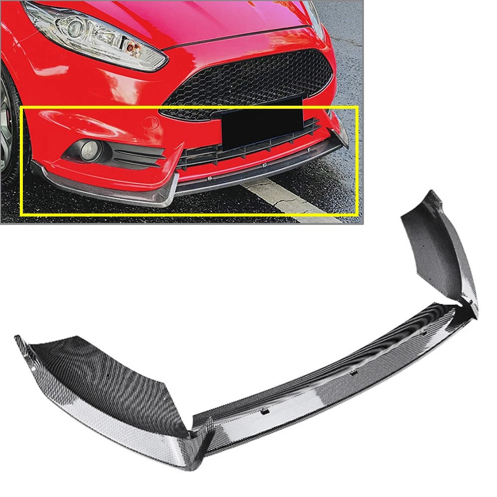 3pcs Front Bumper Lip Spoiler Splitter for Ford Fiesta ST MK6 (2012–2017)