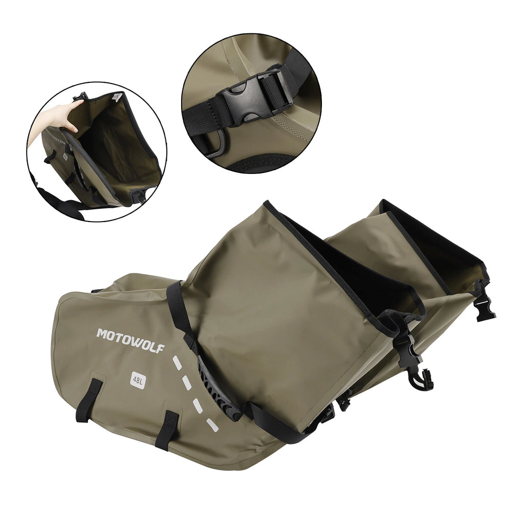 Universal Saddlebag Side Storage Tail Bag for Motorcycle (86L, Green)