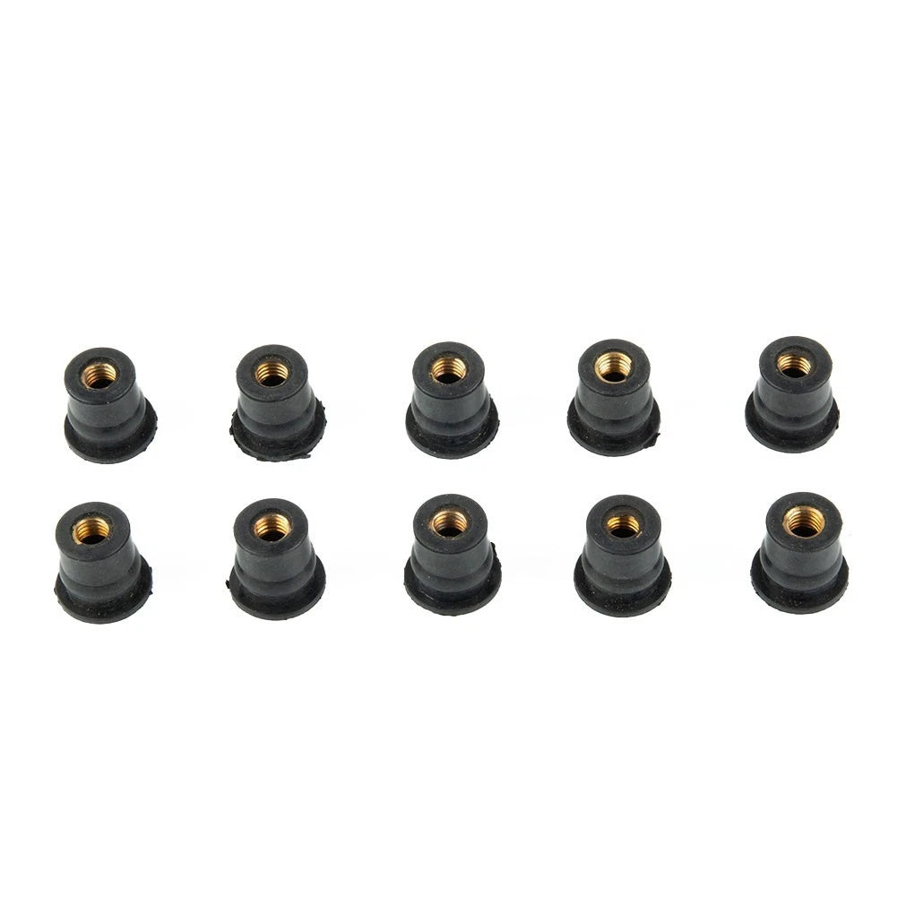 10 Rubber Nuts for Motorcycle Windshield M6 Vibration Damper Panel Mounting