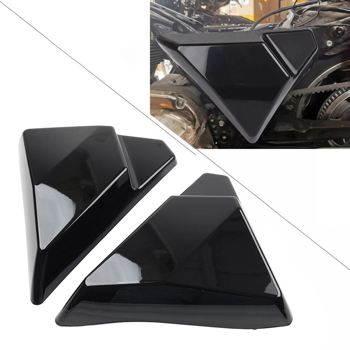 Side Cover Panel Glossy Black For Harley Touring Road Stree Glide Special 09-23