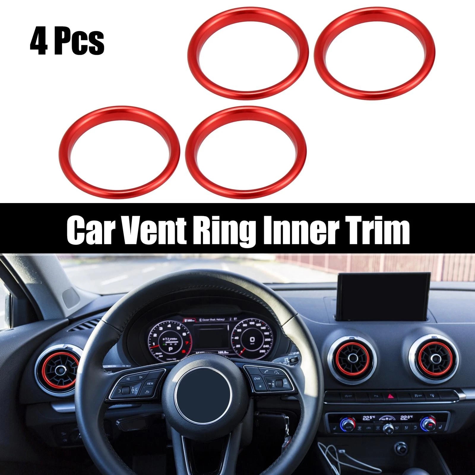 Air Vent Ring Inner Trim Aluminum Alloy Replacement for Audi A3 S3 Q2L (2013–2021)