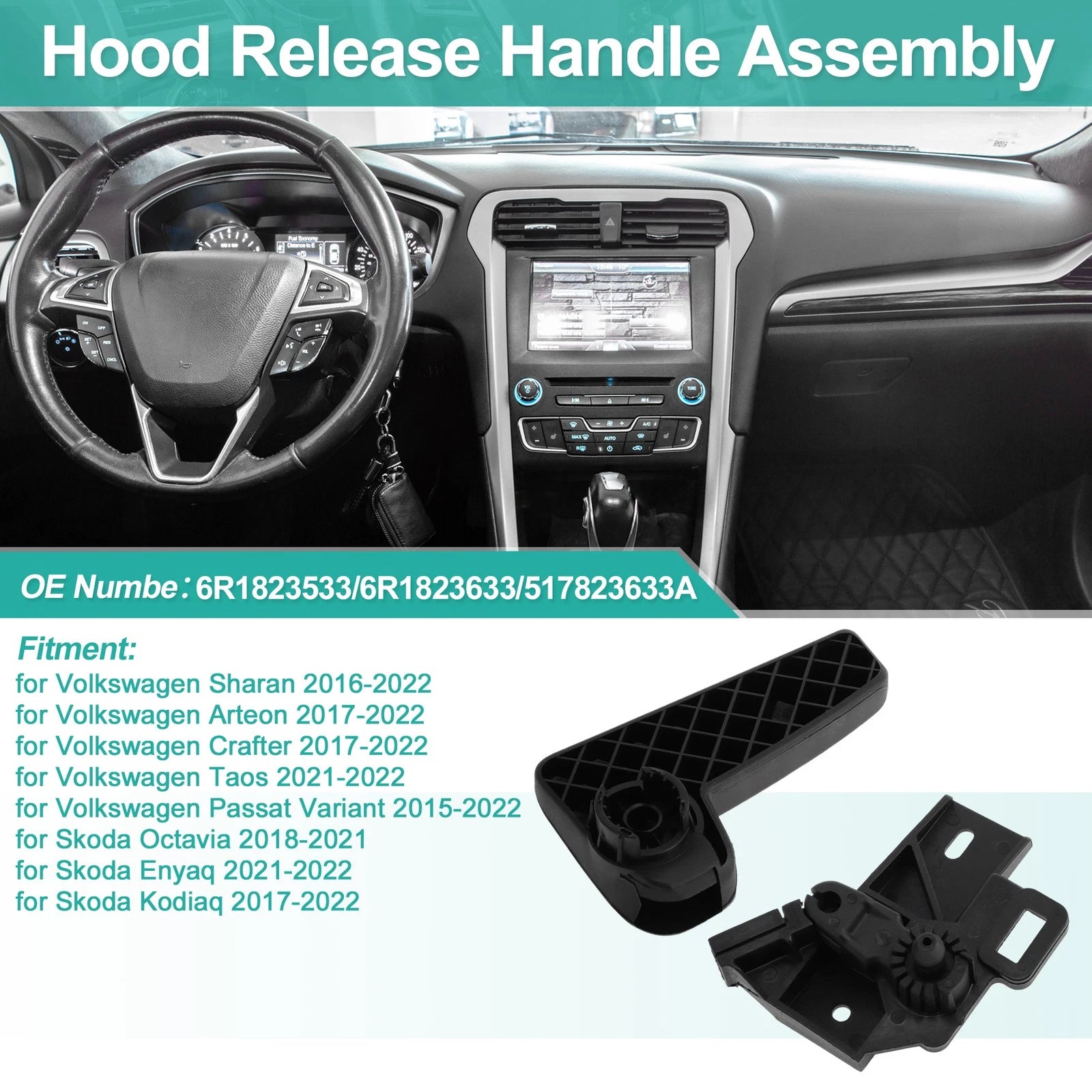 Hood Latch Release Handle Replacement for Volkswagen Sharan (2016–2022)