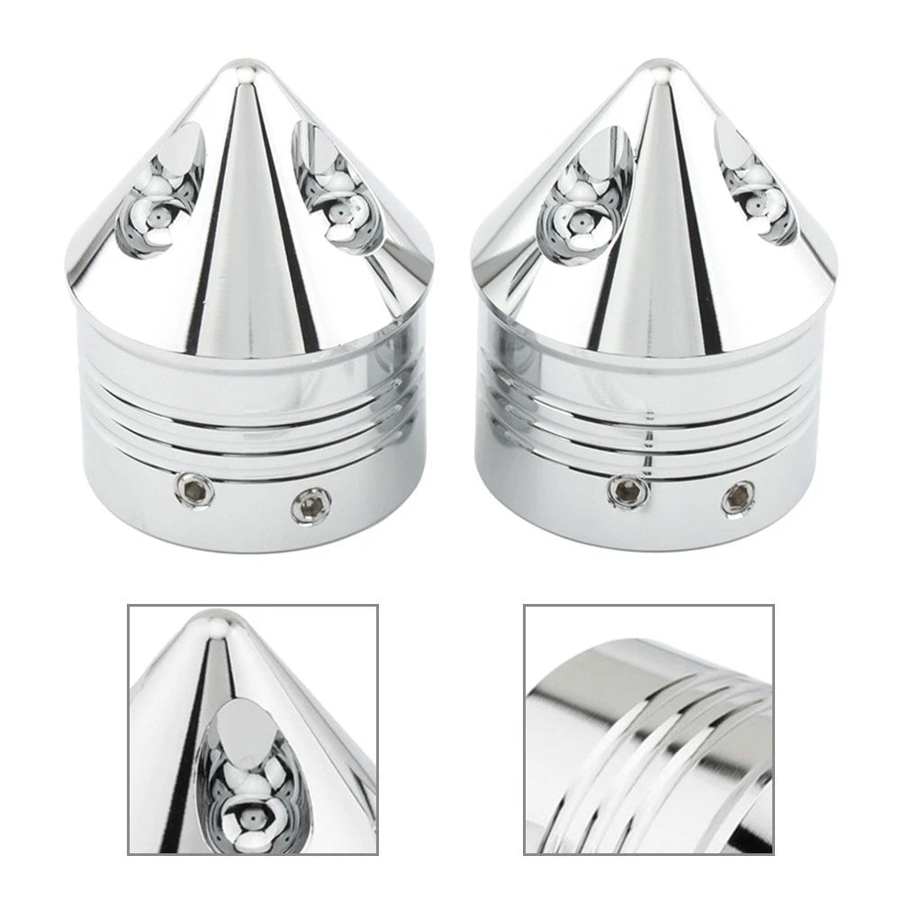 1Pair Front Wheel Axle Nut Covers Cap For Harley Touring Road Glide Dyna Softail