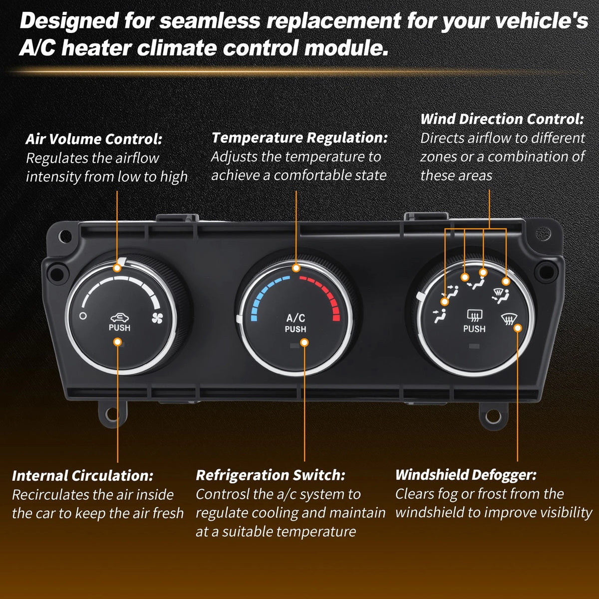 A/C Heater Climate Control Module Panel 68197433AB for Jeep Wrangler (2014–2018)