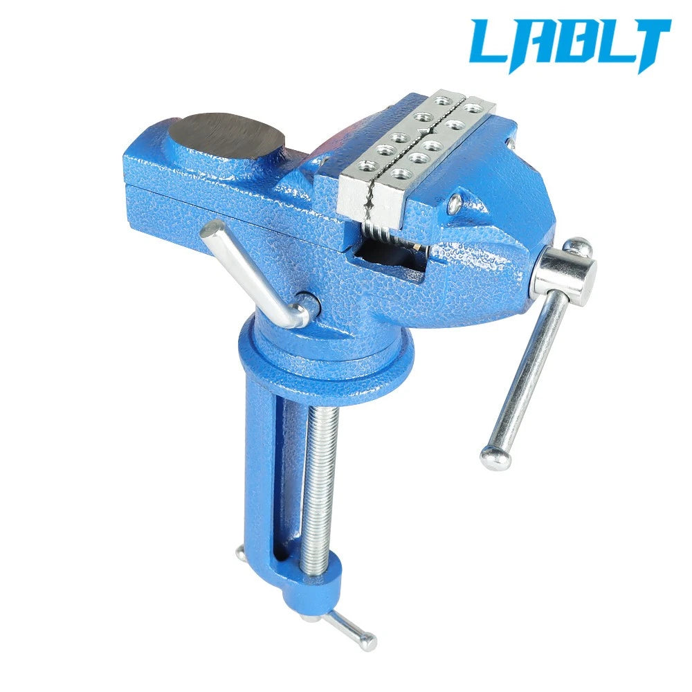 3" Bench Vise with Clamp Post and 360° Swivel Base for Universal Use