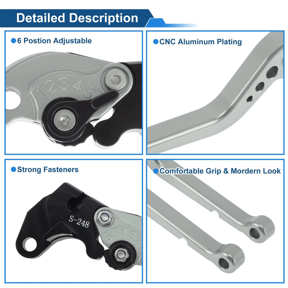 2X Short Brake Clutch Levers for Suzuki GSXR600 (1997–2003) Titanium Tone