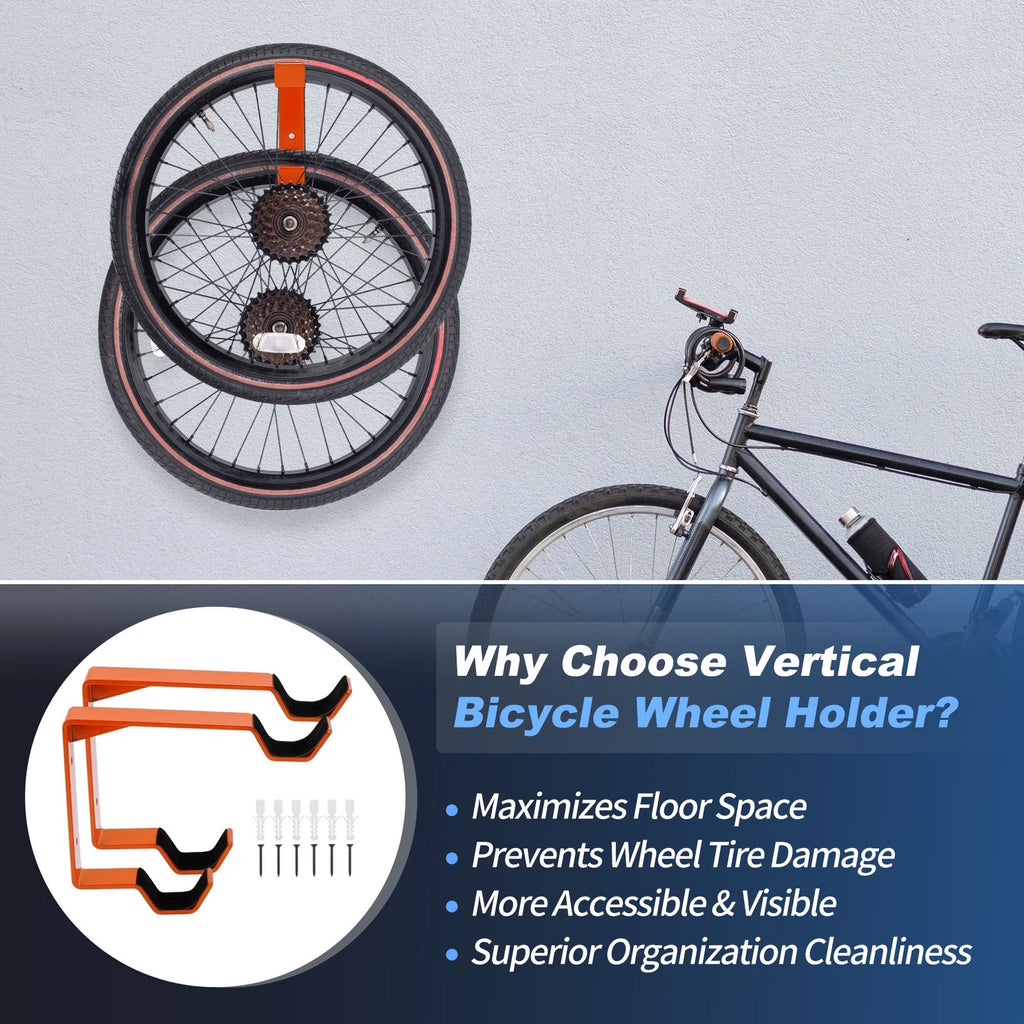 Bike Wheel Rack Wall Mount Qty 2 for Universal Fit (All Years)