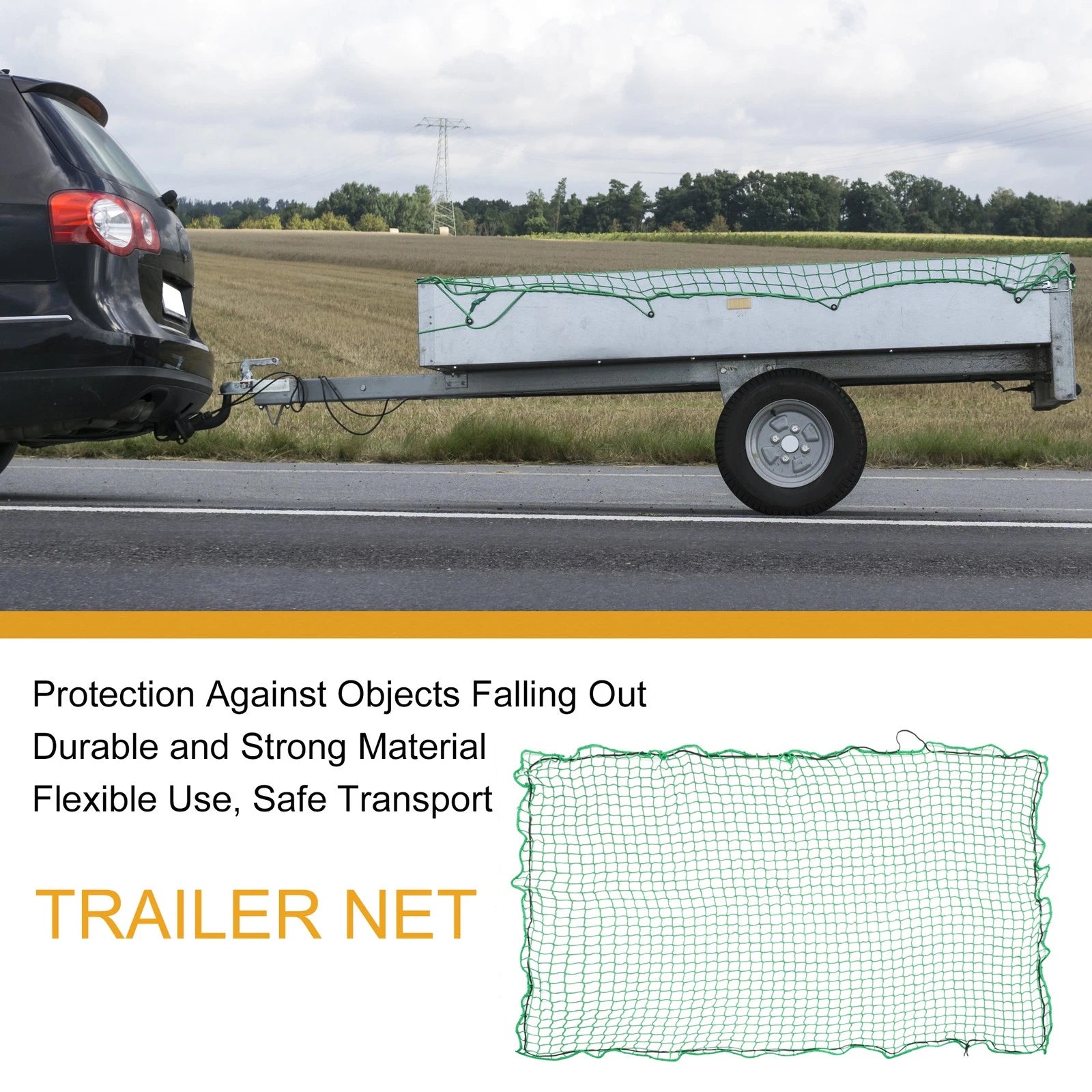 Cargo Net Universal Scalable Nylon for 1.5x2.5m Trailer Truck (Green)