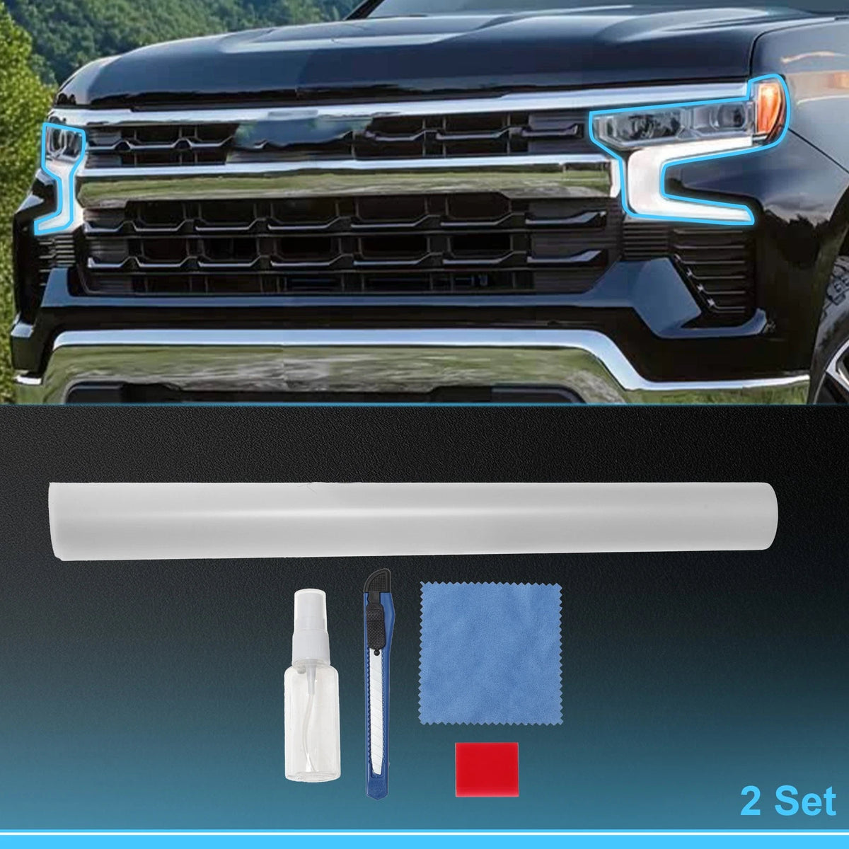 Set of 2 Headlight Taillight Tint Kit for Chevy Silverado (2022–2025)