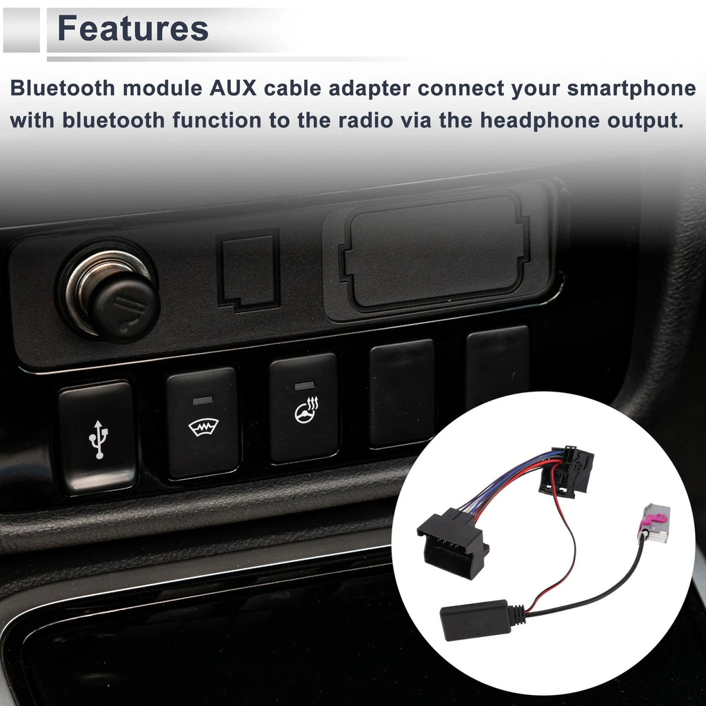 Bluetooth Stereo Radio Harness AUX Adapter Music Cable for Audi A3 (2005–2015)