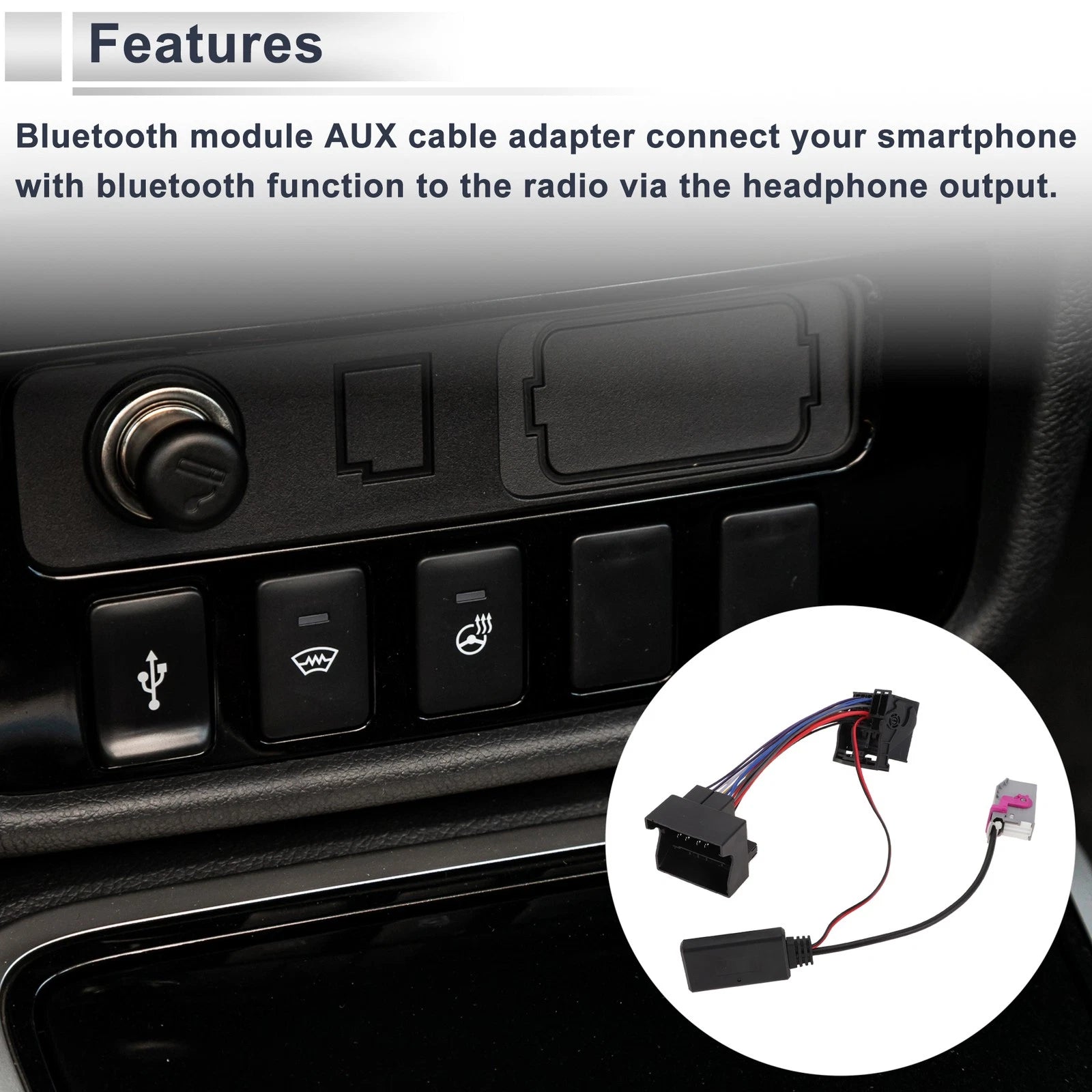 Bluetooth Stereo Radio Harness AUX Adapter Music Cable for Audi A3 (2005–2015)