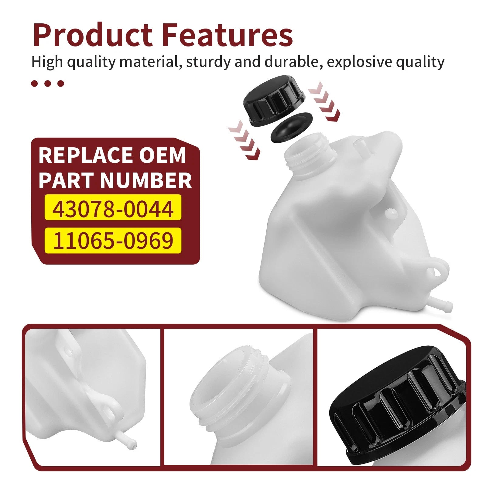 Coolant Reservoir Tank & Cap for Kawasaki KLX250S (2009–2014) 43078-0044 11065-0969