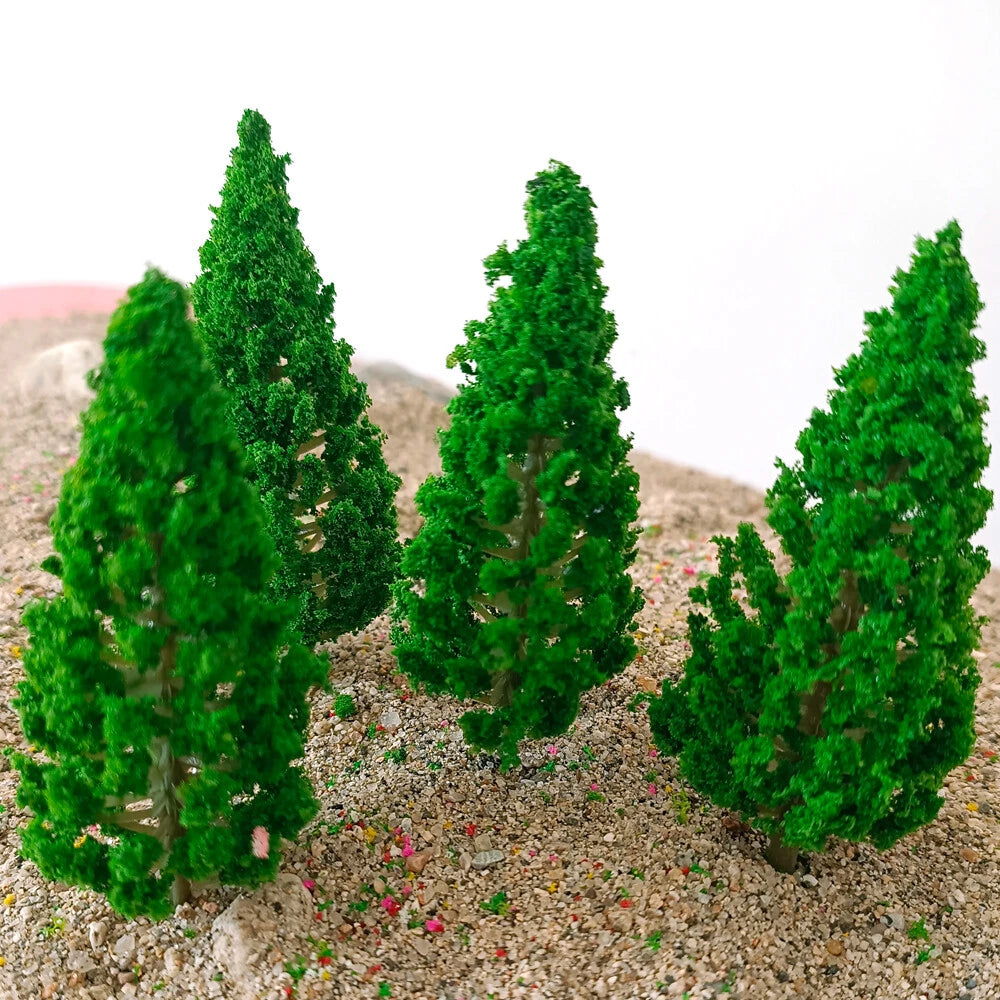 10Pcs 3.74" Pine Tree Scenery for Train Railroad Layout