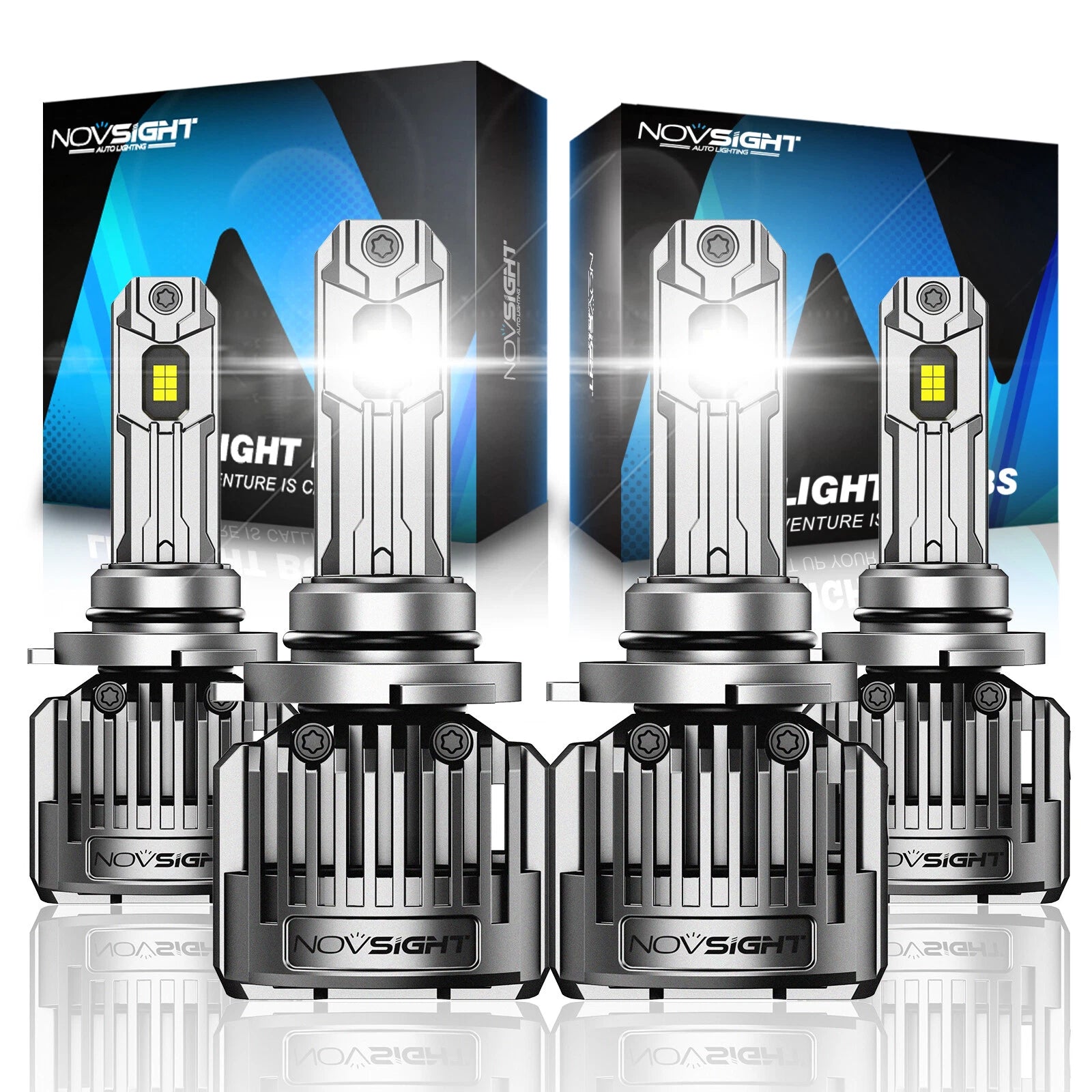 4X 9006 9005 LED Headlight Kit Combo Bulbs for High Low Beam (6500K)