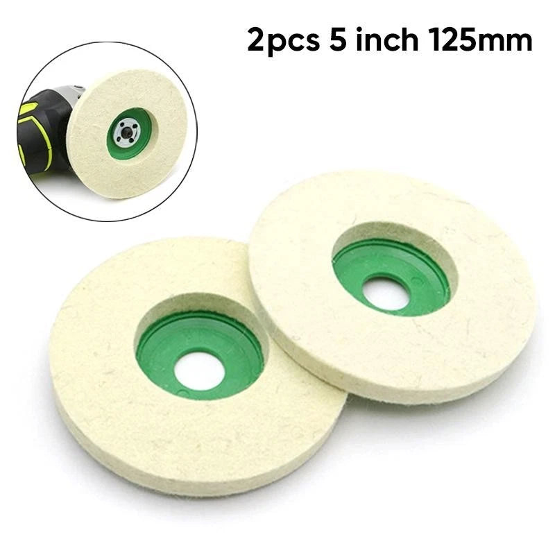 2X 125mm Wool Buffing Angle Grinder Wheel Polishing Disc Pads