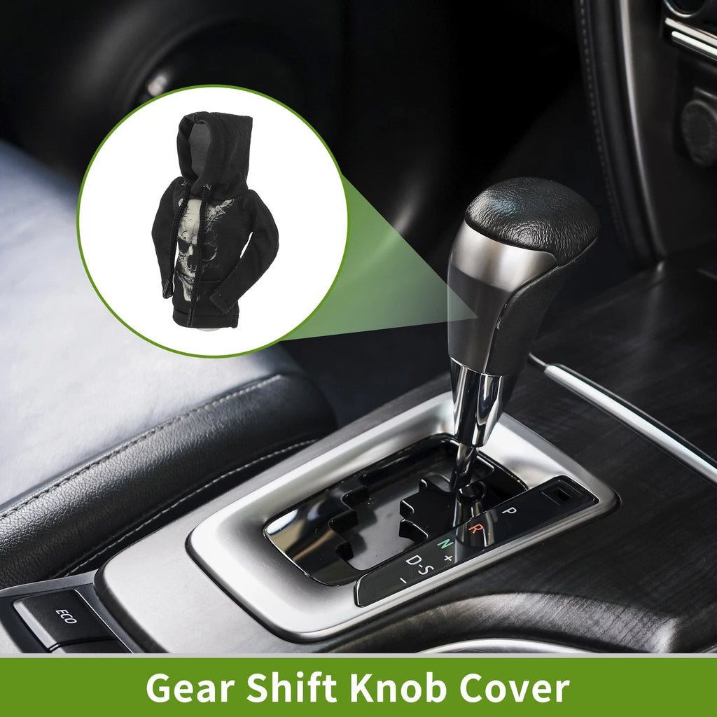 Gear Shift Knob Cover for Universal Cars (Black Grey Polyester)